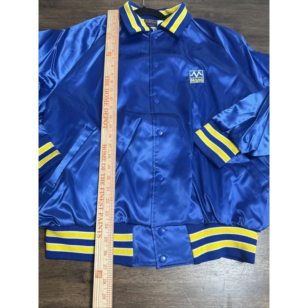 Vintage MOOG Satin Bomber Jacket Mens XL Blue & Yellow Hilton Activewear New NOS